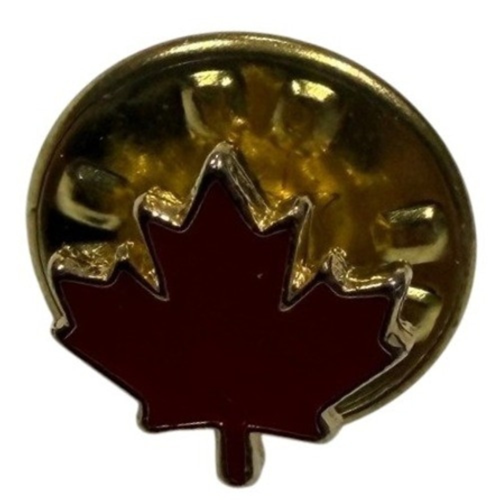 Canada Maple Leaf Lapel Pin Red Enamel Gold Tone Souvenir Travel Hat Tie Tack